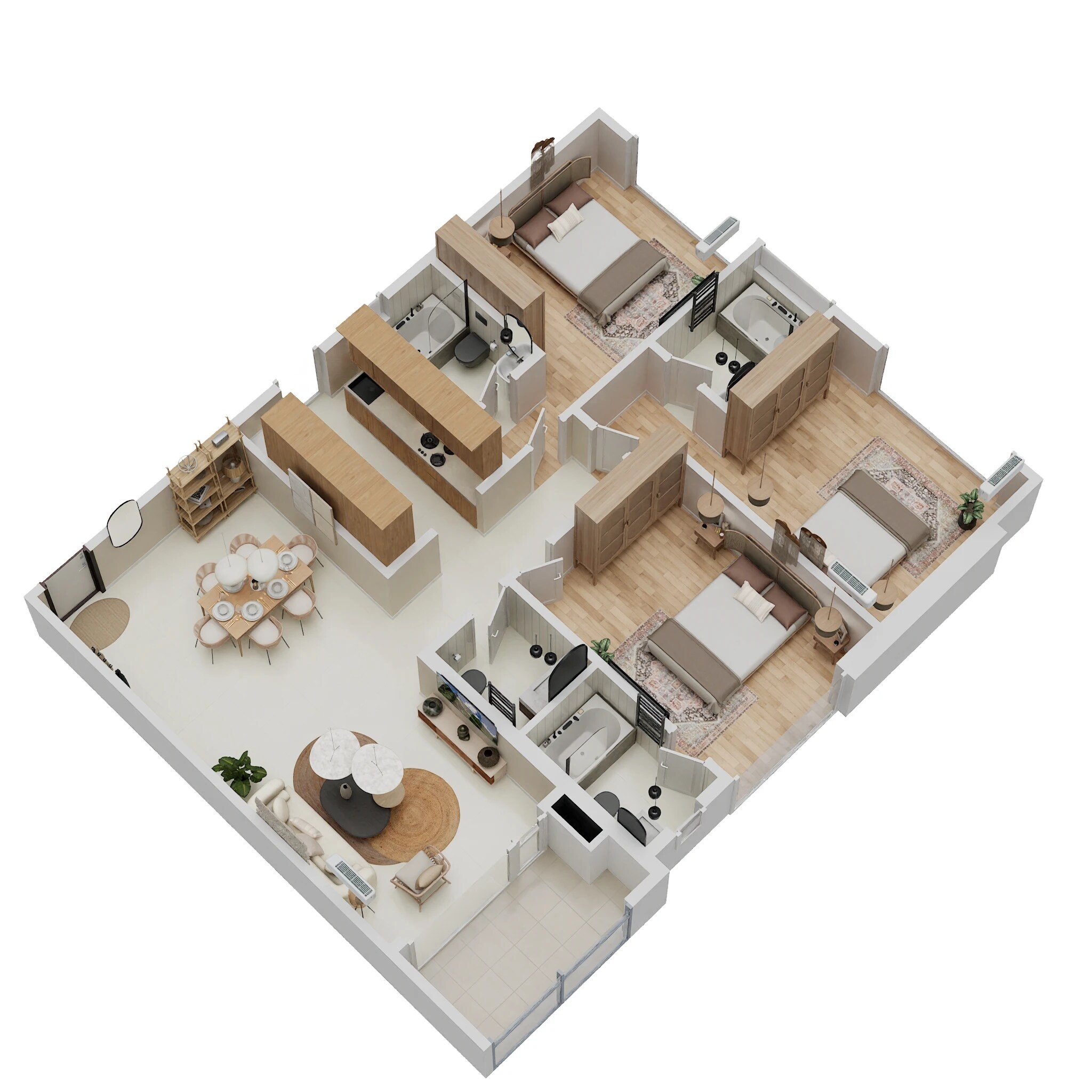 Floor plan of 3 BHK 1190 Sq. Ft. Apartment in Dotom Jewel, Mumbai