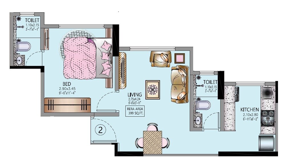 1 BHK 400 Sq. Ft. Apartment