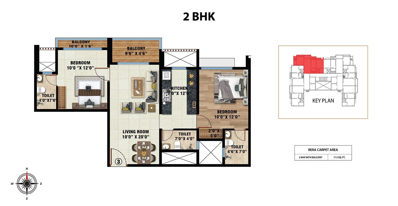  2 BHK Apartment at Dream Aspire, Anand Nagar – for Rent