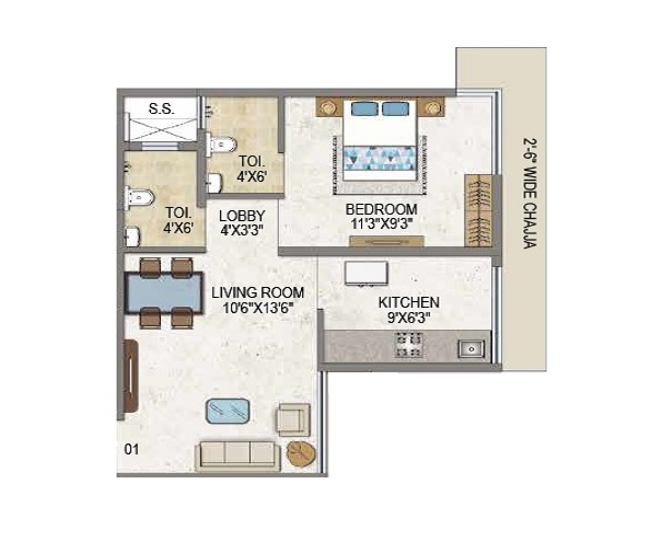 Dream Olympia 1 BHK Layout