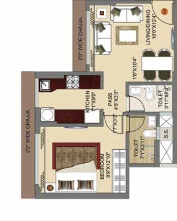  1 BHK Apartment at Drushti Group Embassy, Naidu Colony – for Rent