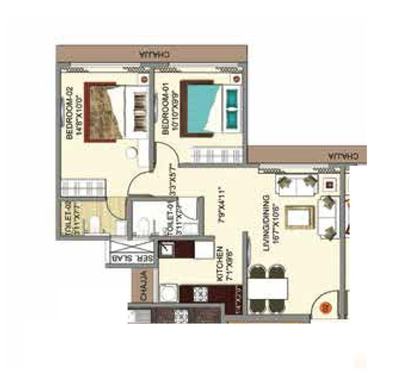 2 BHK 657 Sq. Ft. Apartment