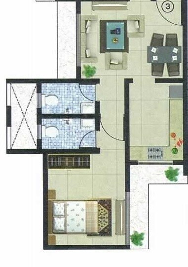 Floor plan of 1 BHK 392 Sq. Ft. Apartment in Drushti Sai Pradnya, Mumbai