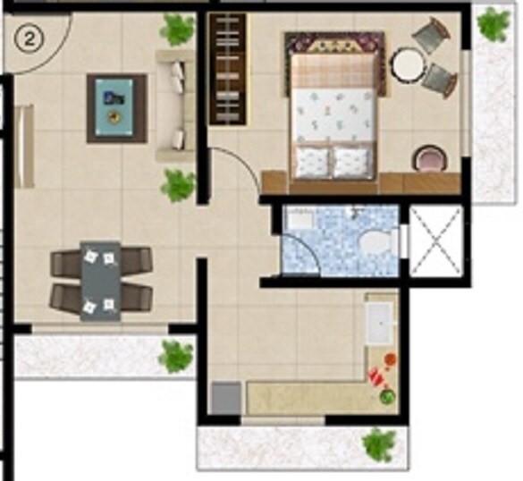 Floor plan of 1 BHK 473 Sq. Ft. Apartment in Drushti Sai Pradnya, Mumbai