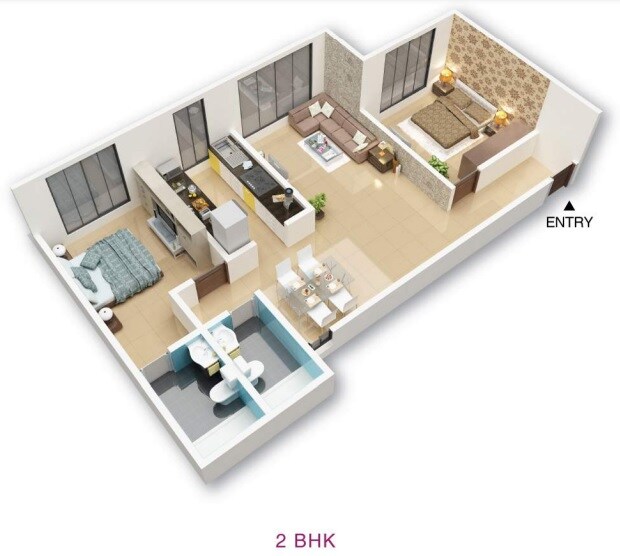 2 BHK 591 Sq. Ft. Apartment