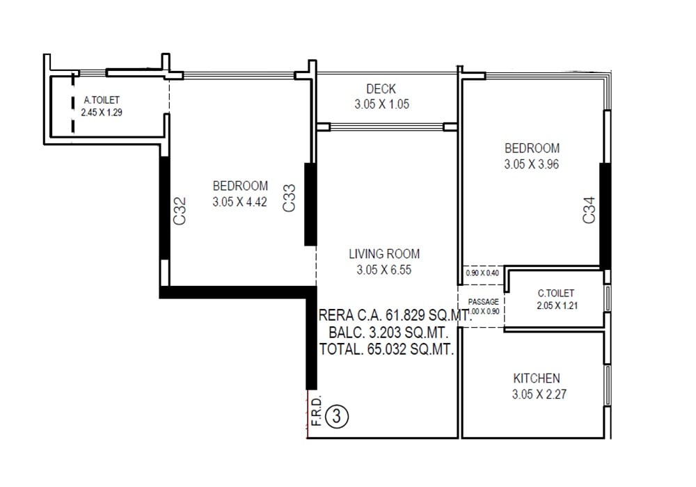 2 BHK 667 Sq. Ft. Apartment