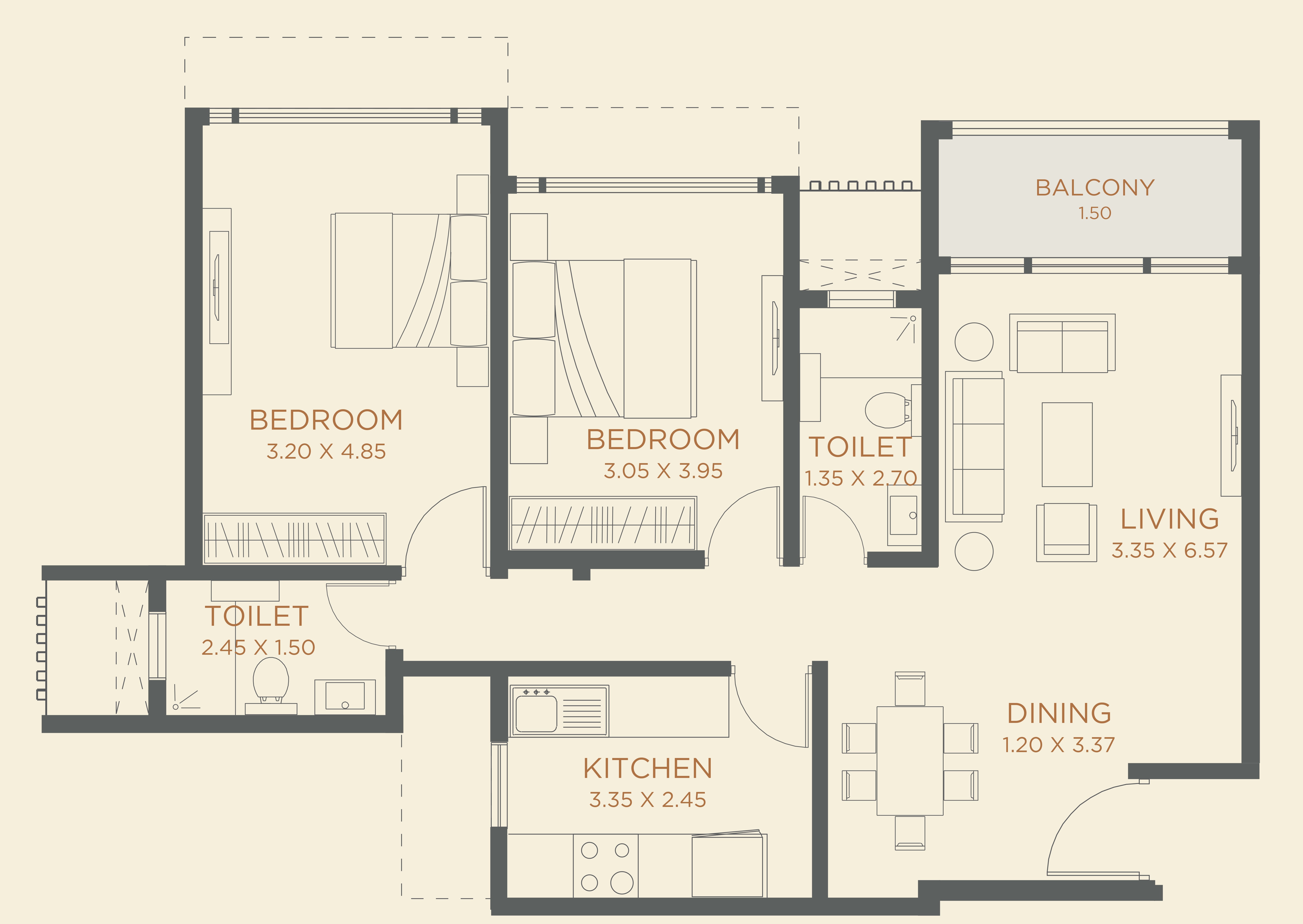 2 BHK 785 Sq. Ft. Apartment in Dudhwala Aqua Gem