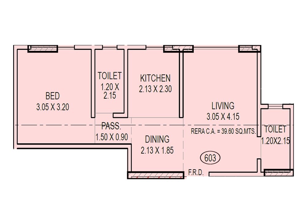 Floor plan of 1 BHK 426 Sq. Ft. Apartment in Dvasuyash Rudraksha, Mumbai