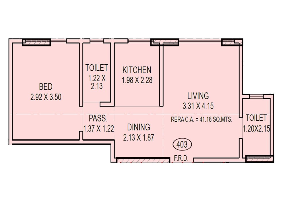 Floor plan of 1 BHK 446 Sq. Ft. Apartment in Dvasuyash Rudraksha, Mumbai