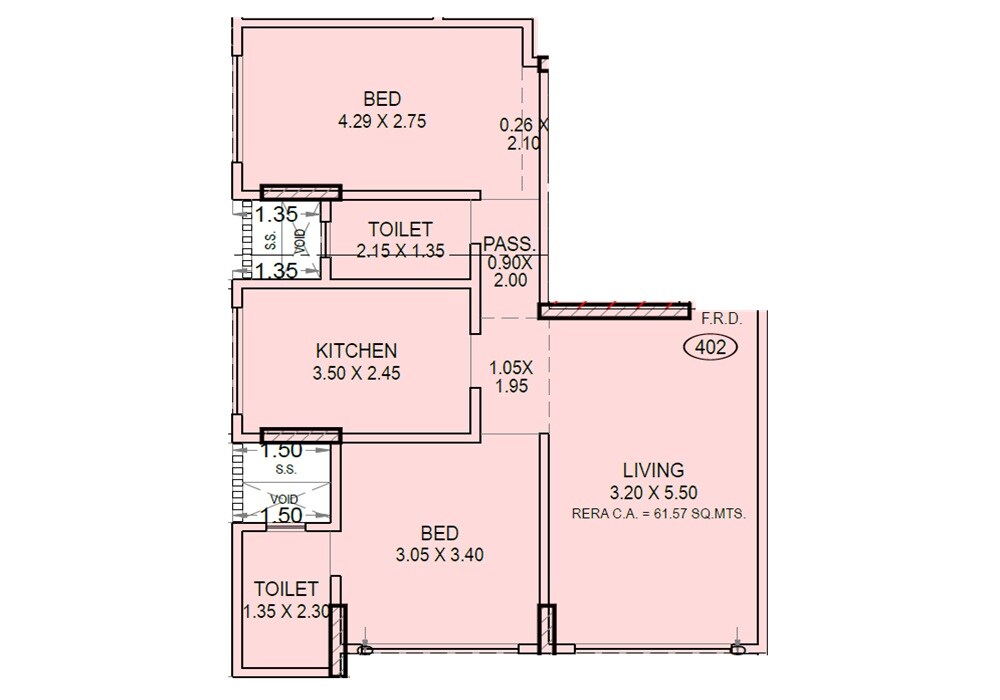 2 BHK 663 Sq. Ft. Apartment