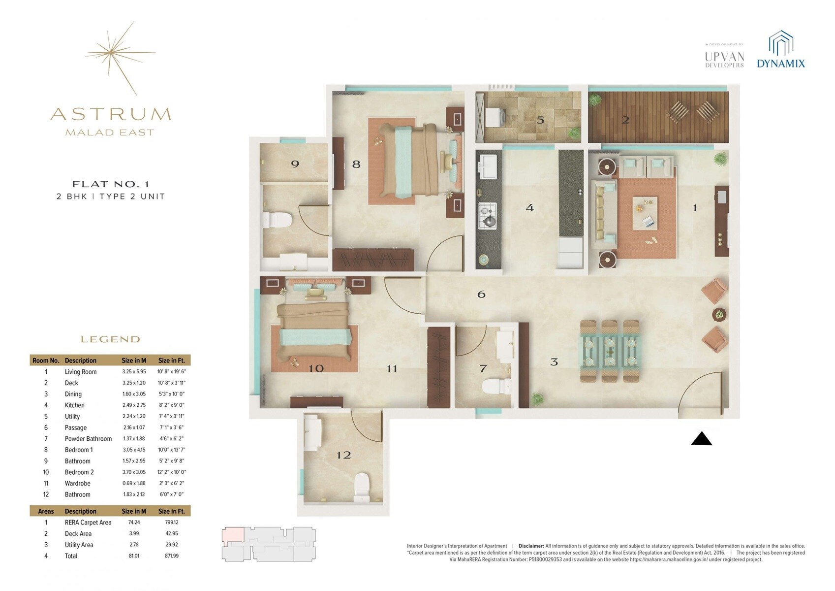 Floor plan of 2 BHK 872 Sq. Ft. Apartment in Dynamix Astrum, Mumbai