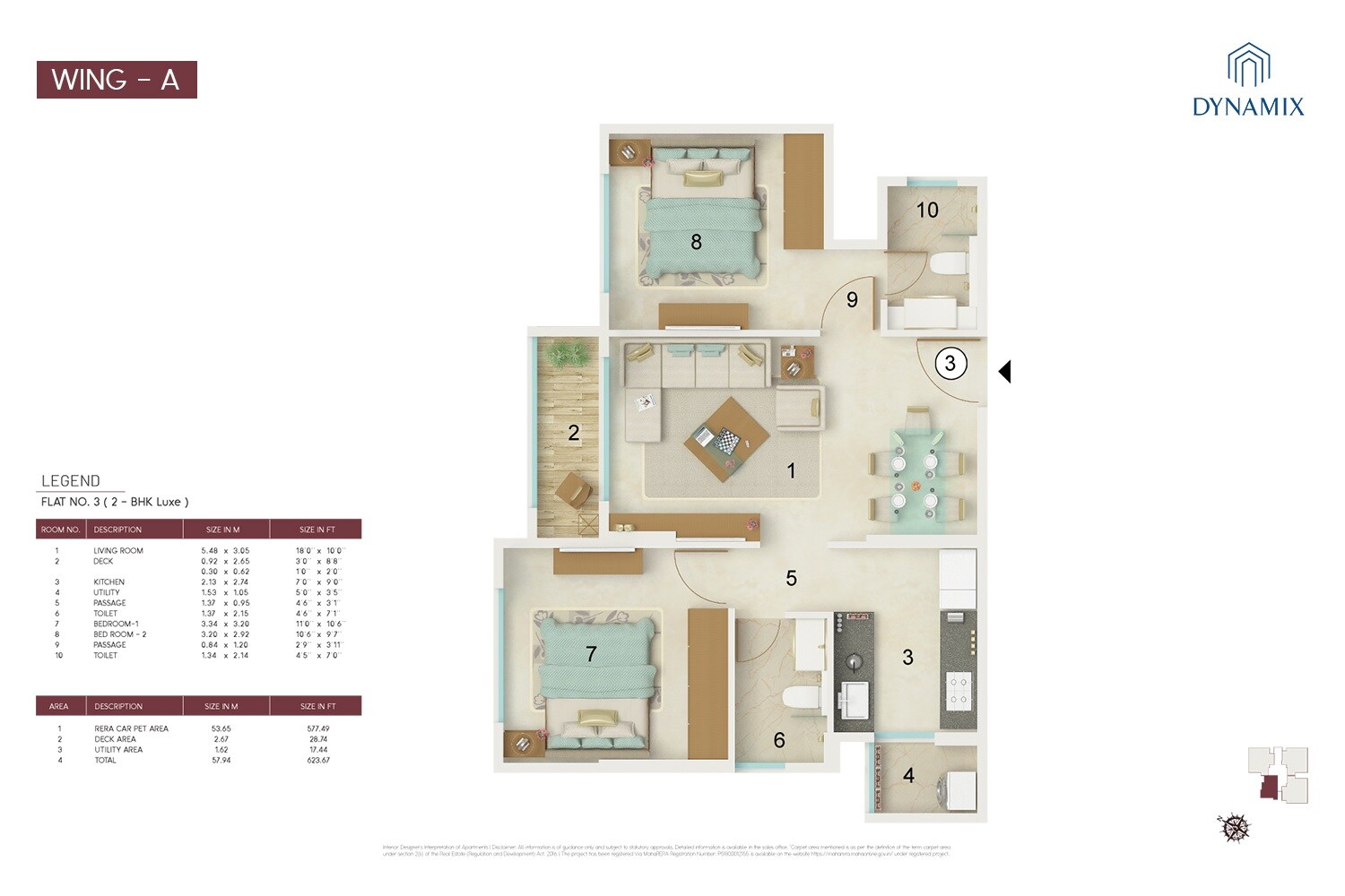 Floor plan of 2 BHK 795 Sq. Ft. Apartment in Dynamix Luma, Mumbai