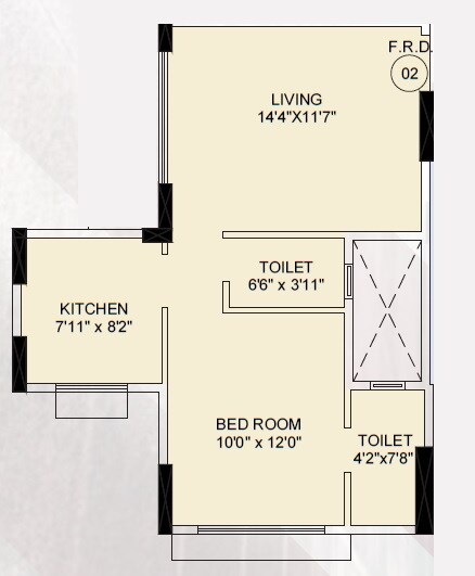 Floor plan of 1 BHK 434 Sq. Ft. Apartment in Earth Anand, Mumbai