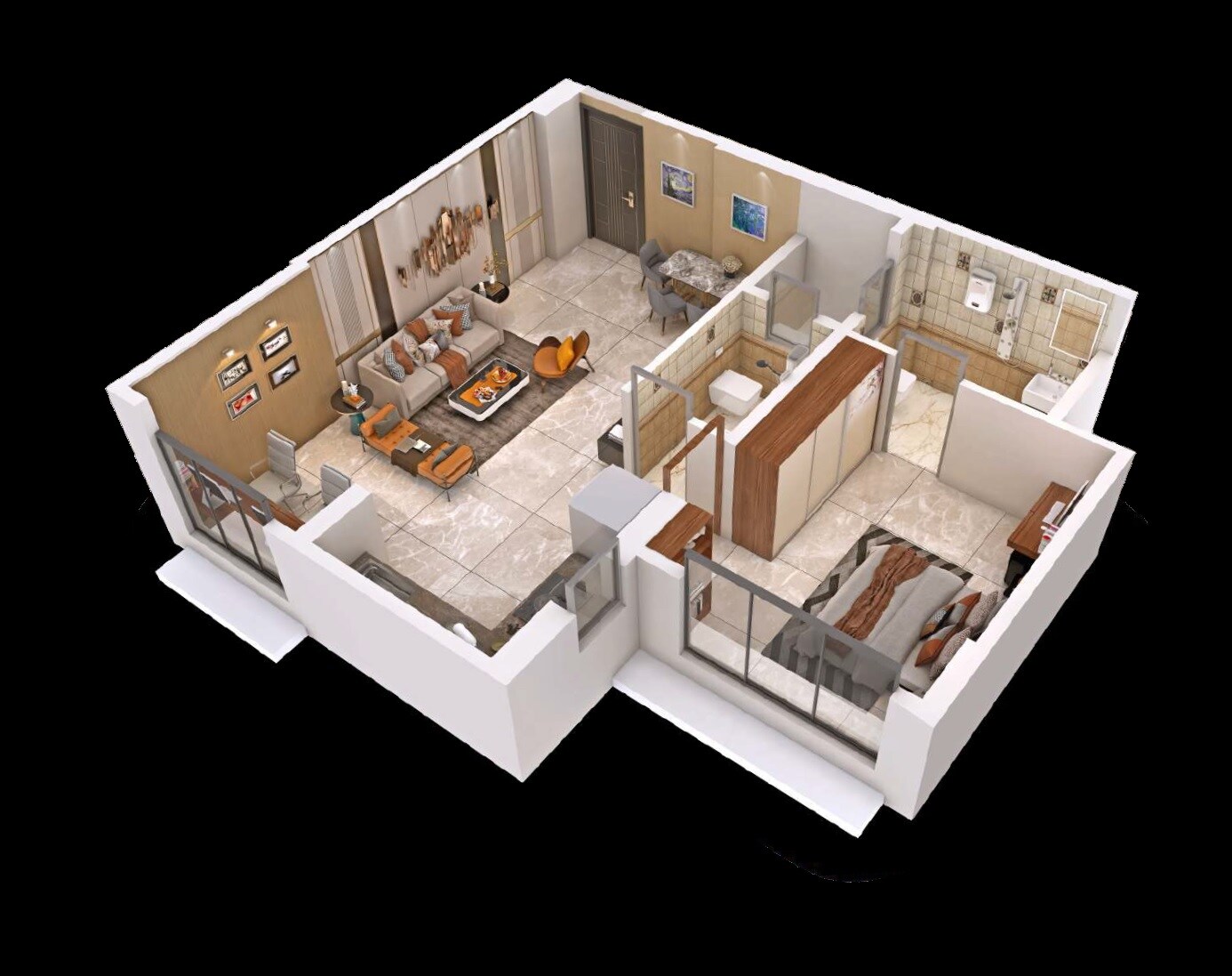 Floor plan of 1 BHK 555 Sq. Ft. Apartment in Earth Anand, Mumbai