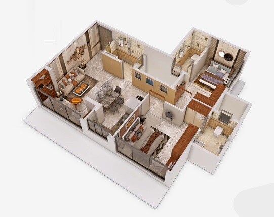 Floor plan of 2 BHK 576 Sq. Ft. Apartment in Earth Anand Mazgaon, Mumbai