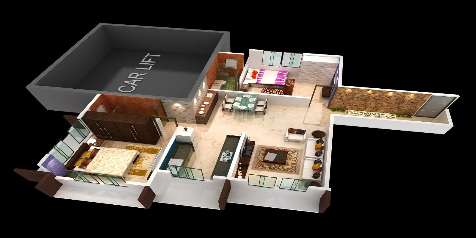 Floor plan of 2 BHK 781 Sq. Ft. Apartment in Earth Baug, Mumbai