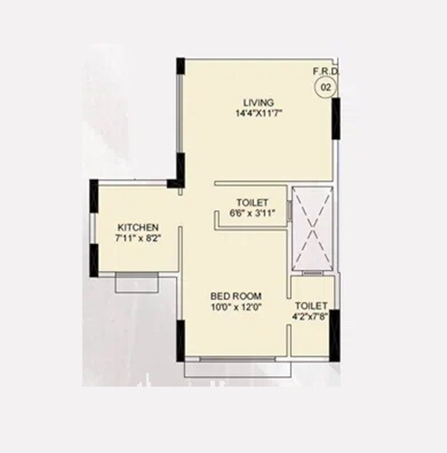 Floor plan of 1 BHK 514 Sq. Ft. Apartment in Earth Darshan, Mumbai