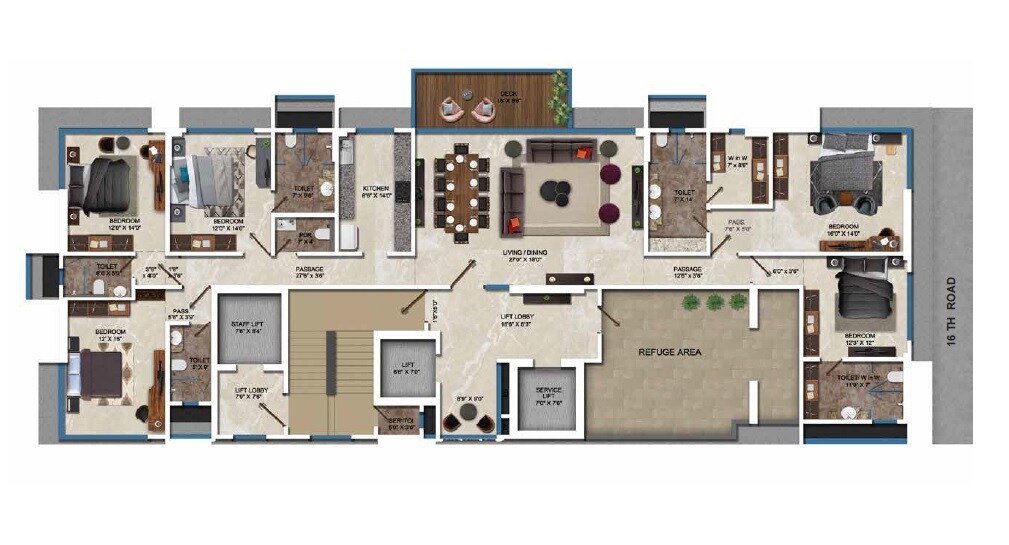 Floor plan of 5 BHK 3003 Sq. Ft. Apartment in Ekta Elitus, Mumbai