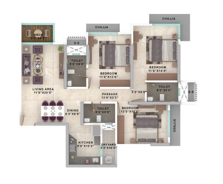 Other, ekta-lake-riviera-wing-a-and-b 3 Bedroom 1022 Sq.Ft. Apartment In Powai Mumbai 8905820