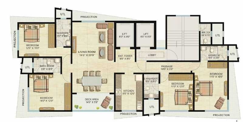 4 BHK 2500 Sq. Ft. Apartment