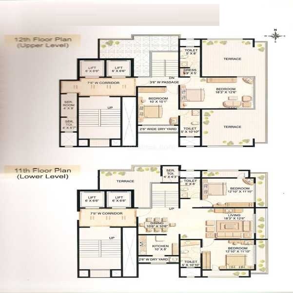 Floor plan of 4 BHK 3000 Sq. Ft. Apartment in Ekta Lilou Villa, Mumbai
