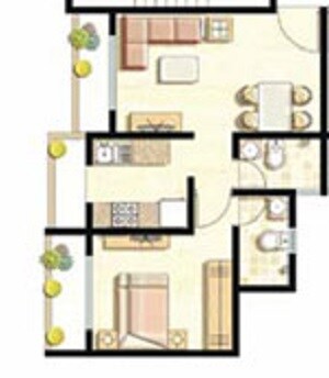 Floor plan of 1 BHK 369 Sq. Ft. Apartment in Nishiraj Apartment, Mumbai