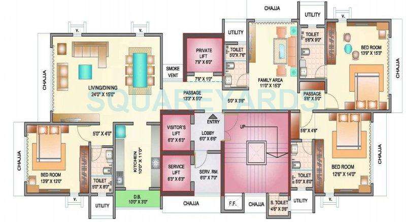 4 BHK 1745 Sq. Ft. Apartment in Ekta World Eudora
