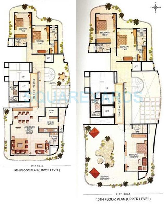Floor plan of 5 BHK 6575 Sq. Ft. Apartment in Ekta World Everglades, Mumbai