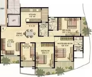 Ekta World Imperial Residency 4 BHK Layout