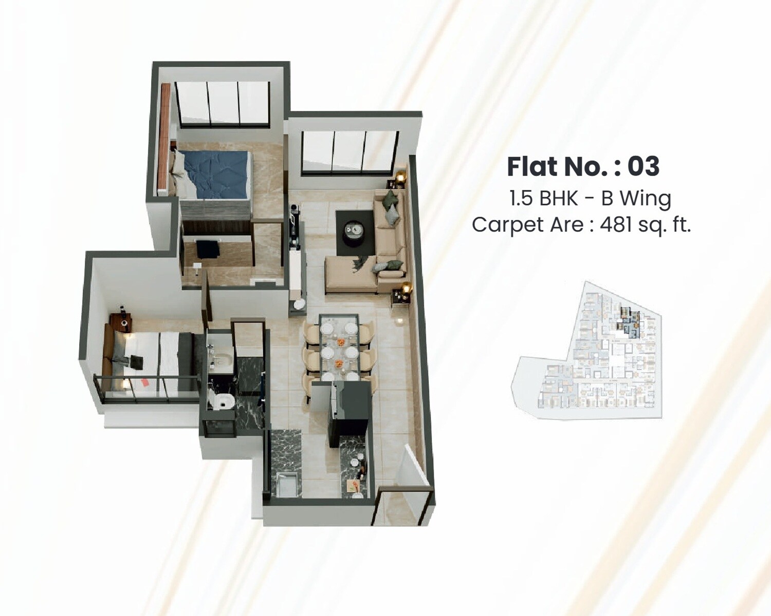 2 BHK 481 Sq. Ft. Apartment