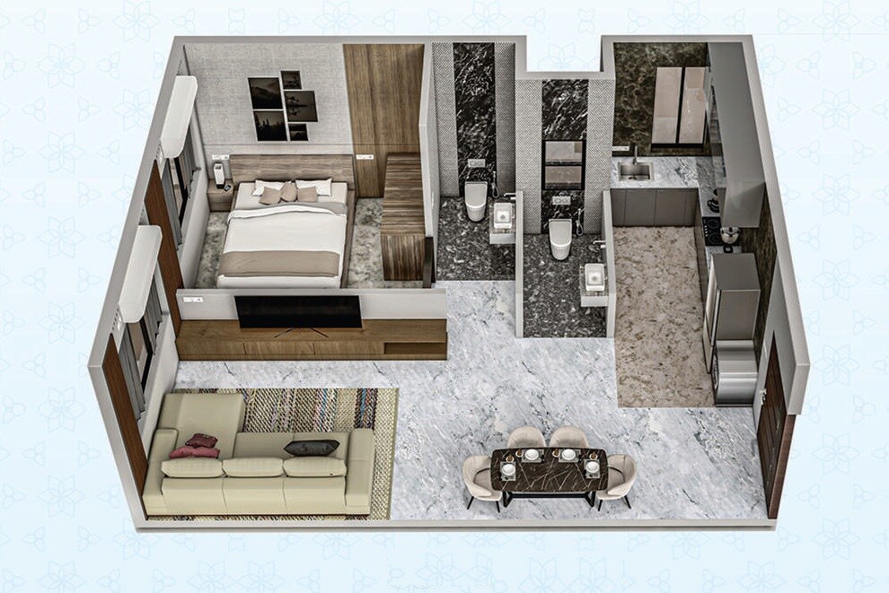 Floor plan of 1 BHK 302 Sq. Ft. Apartment in Elite Square, Mumbai
