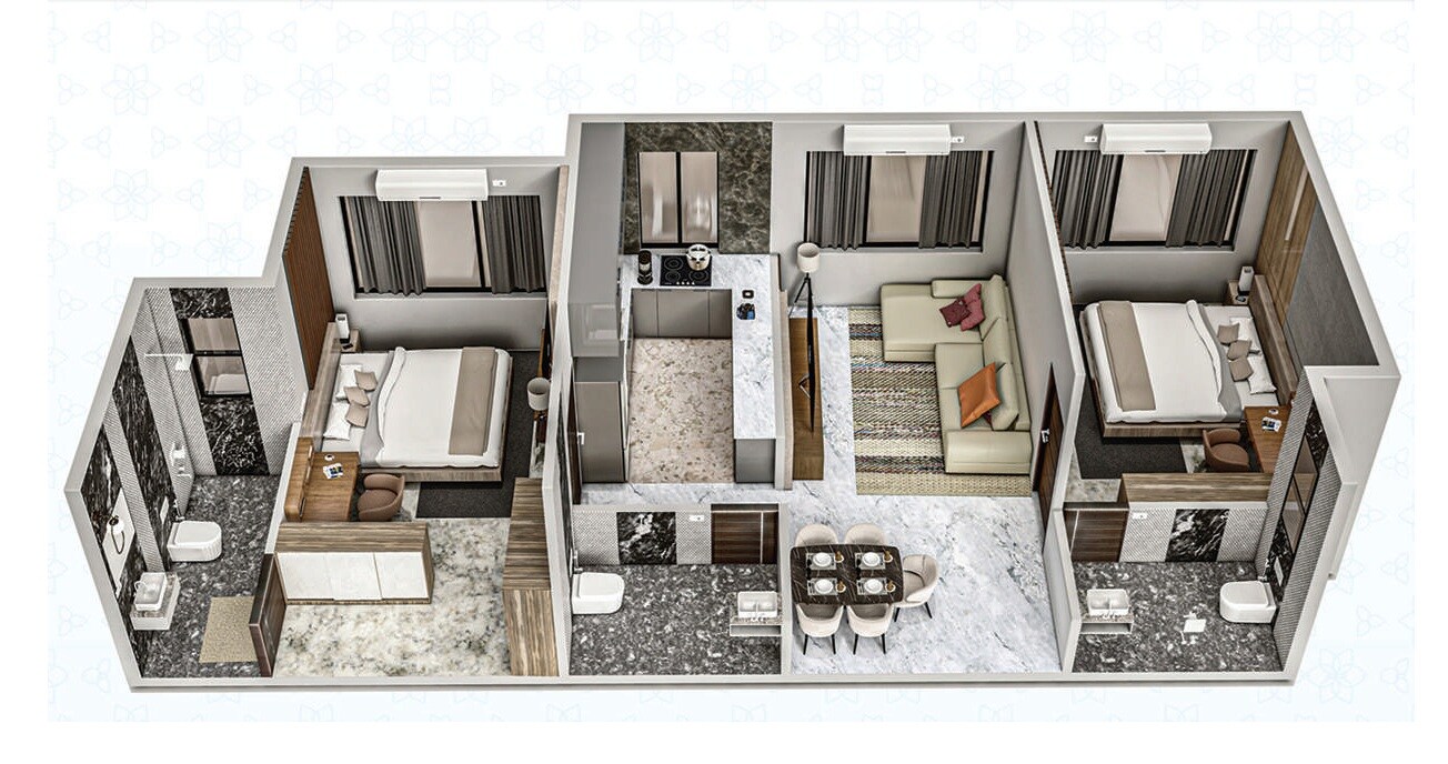 Floor plan of 2 BHK 598 Sq. Ft. Apartment in Elite Square, Mumbai