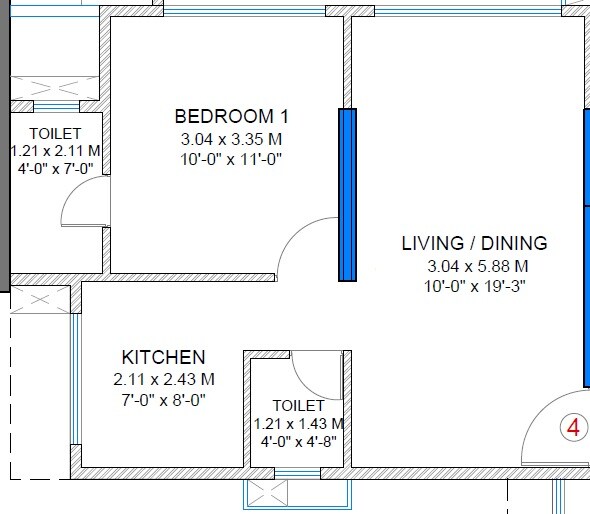 Floor plan of 1 BHK 429 Sq. Ft. Apartment in Elite The Crown, Mumbai