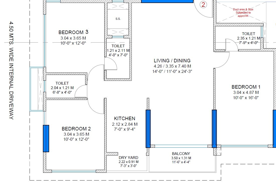 Floor plan of 3 BHK 925 Sq. Ft. Apartment in Elite The Crown, Mumbai