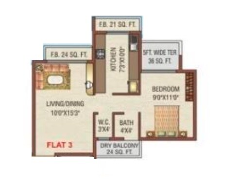 1 BHK 447 Sq. Ft. Apartment