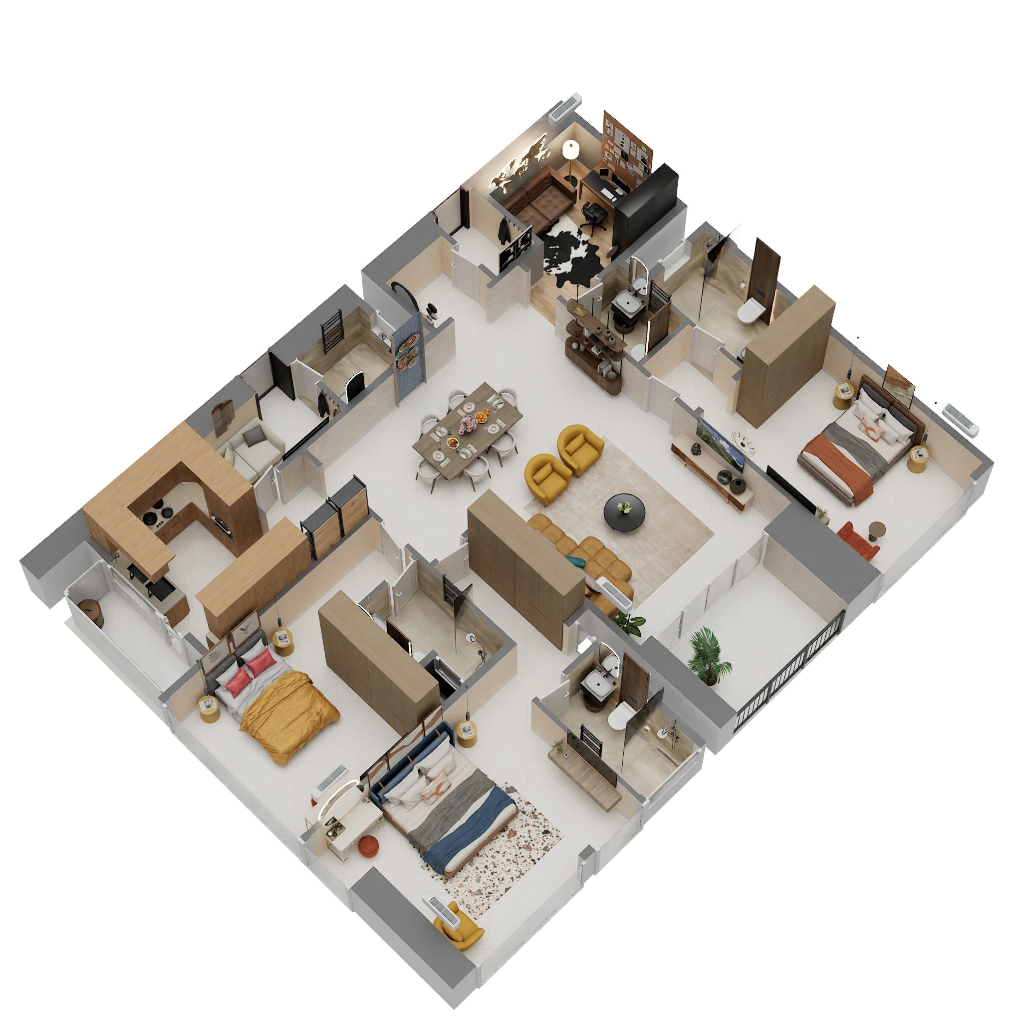 Floor plan of 3 BHK 1884 Sq. Ft. Apartment in Embassy Citadel, Mumbai