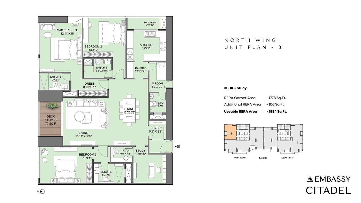 3 BHK 1884 Sq. Ft. Apartment