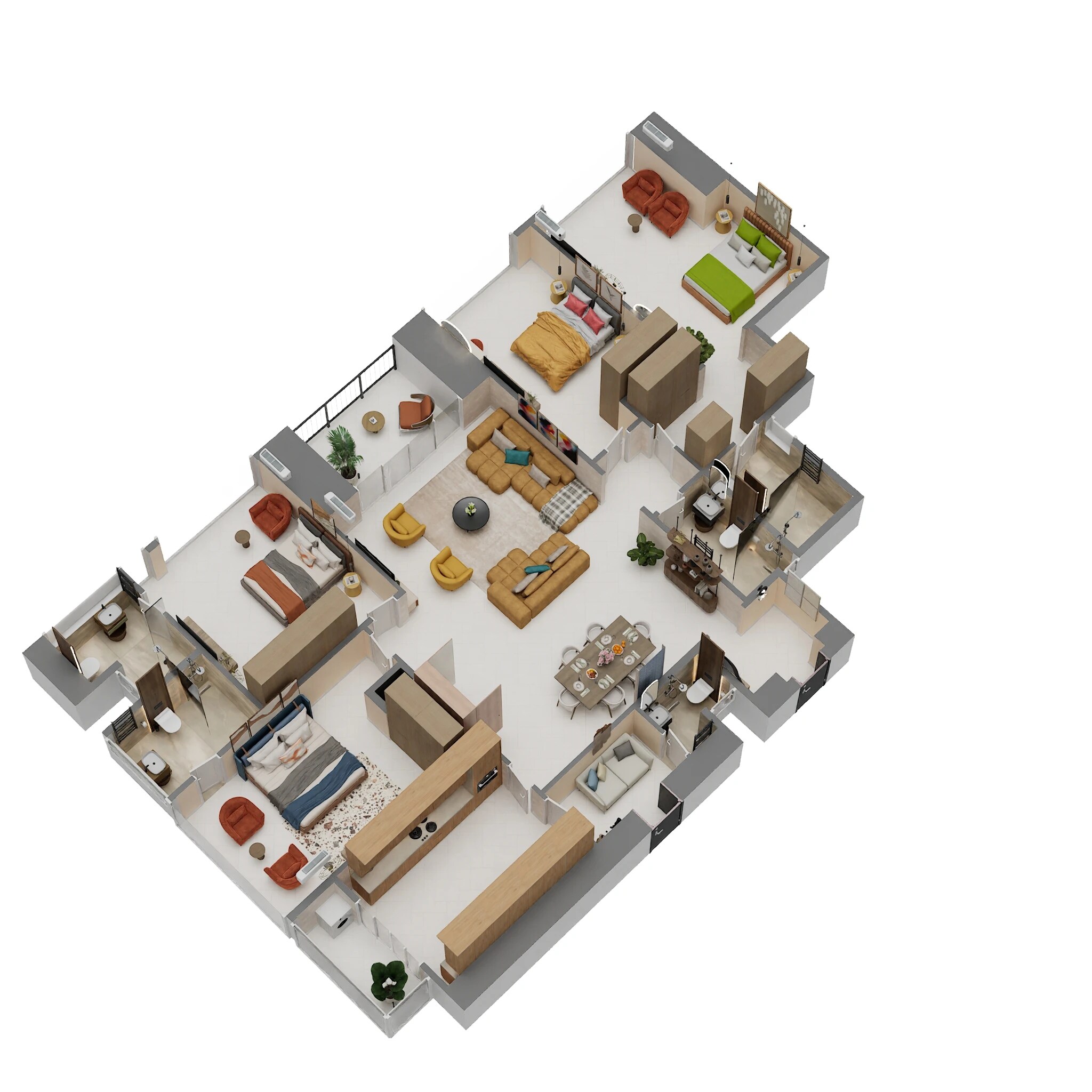 Floor plan of 4 BHK 2130 Sq. Ft. Apartment in Embassy Citadel, Mumbai