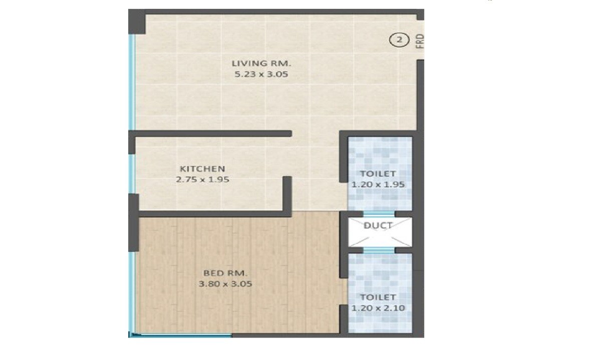 Floor plan of 1 BHK 457 Sq. Ft. Apartment in Emperia Legacy, Mumbai