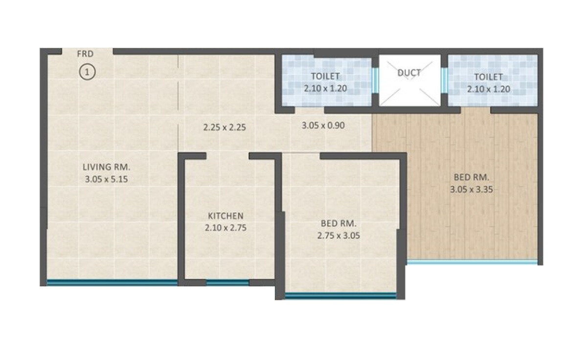 2 BHK 657 Sq. Ft. Apartment