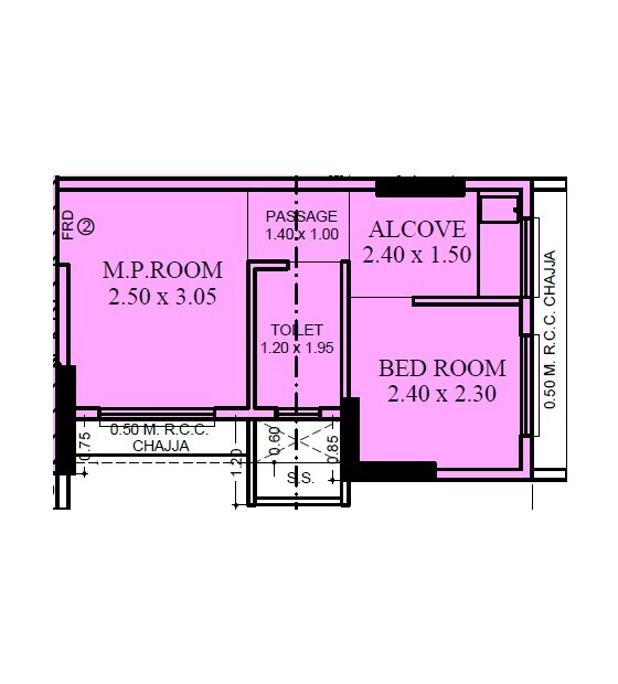 Floor plan of 1 BHK 324 Sq. Ft. Apartment in Empire Amba Aashish CHS, Mumbai