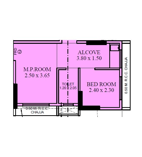 Floor plan of 1 BHK 344 Sq. Ft. Apartment in Empire Amba Aashish CHS, Mumbai