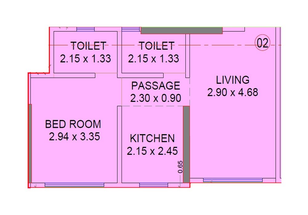 Floor plan of 1 BHK 290 Sq. Ft. Apartment in Empire Heights, Mumbai