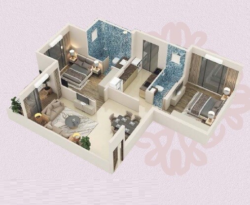 Floor plan of 2 BHK 707 Sq. Ft. Apartment in Empire The Legend, Mumbai