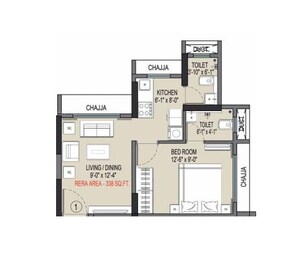 1 BHK 338 Sq. Ft. Apartment in Empire Valencia