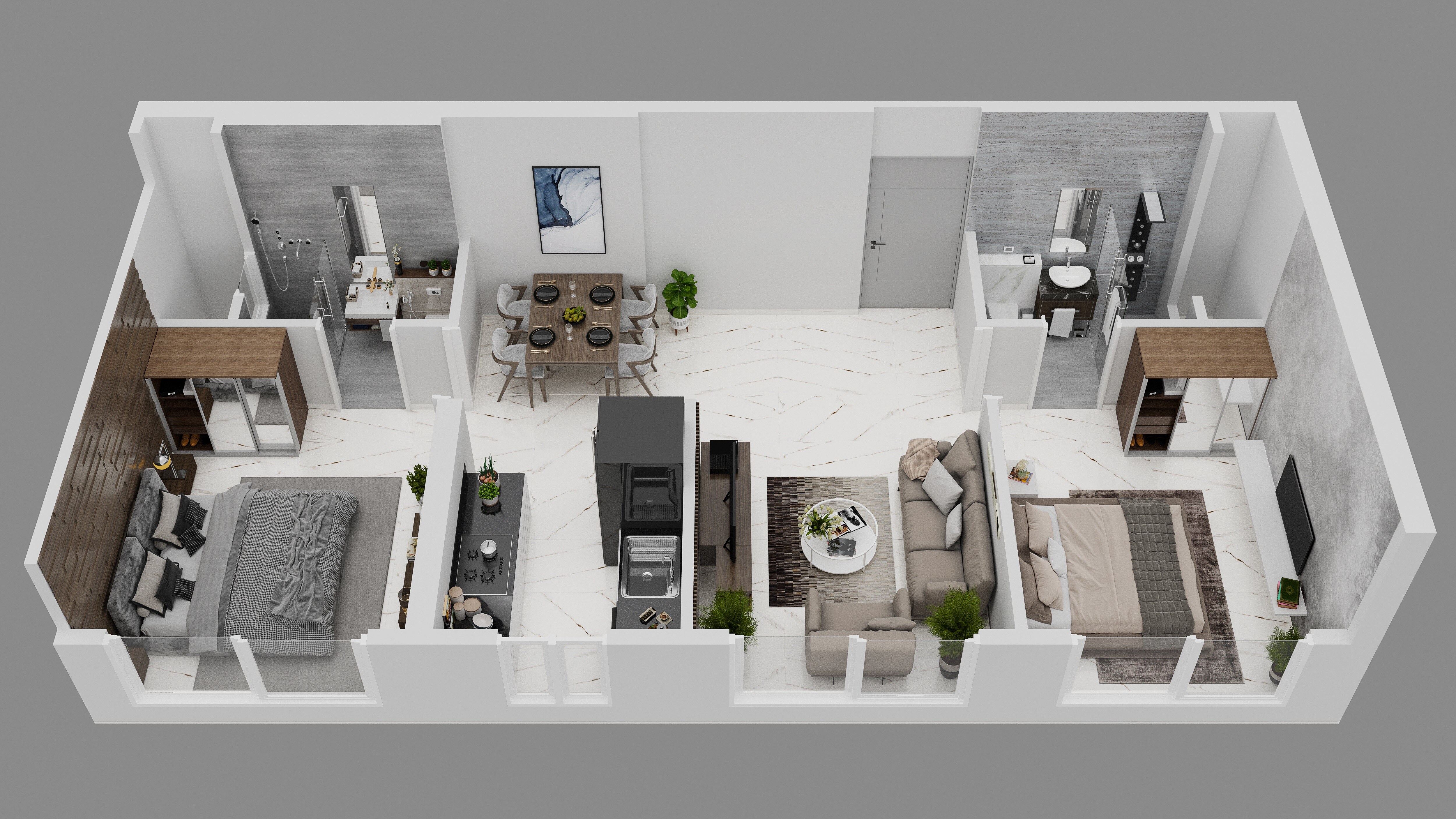Floor plan of 2 BHK 497 Sq. Ft. Apartment in Enso Sanza, Mumbai