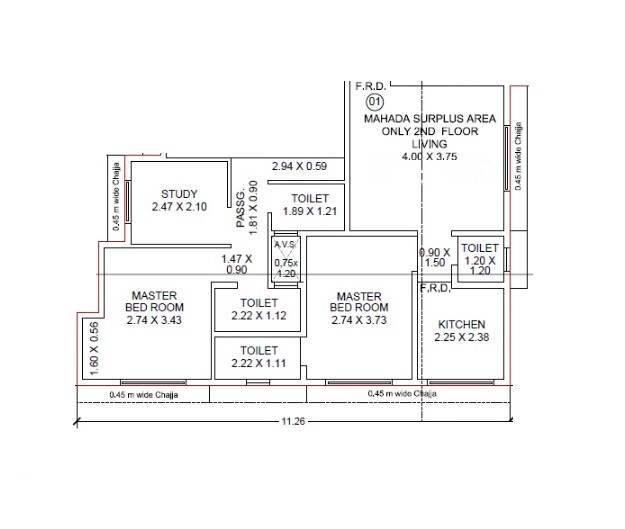 Floor plan of 2 BHK 478 Sq. Ft. Apartment in EON Stella, Mumbai