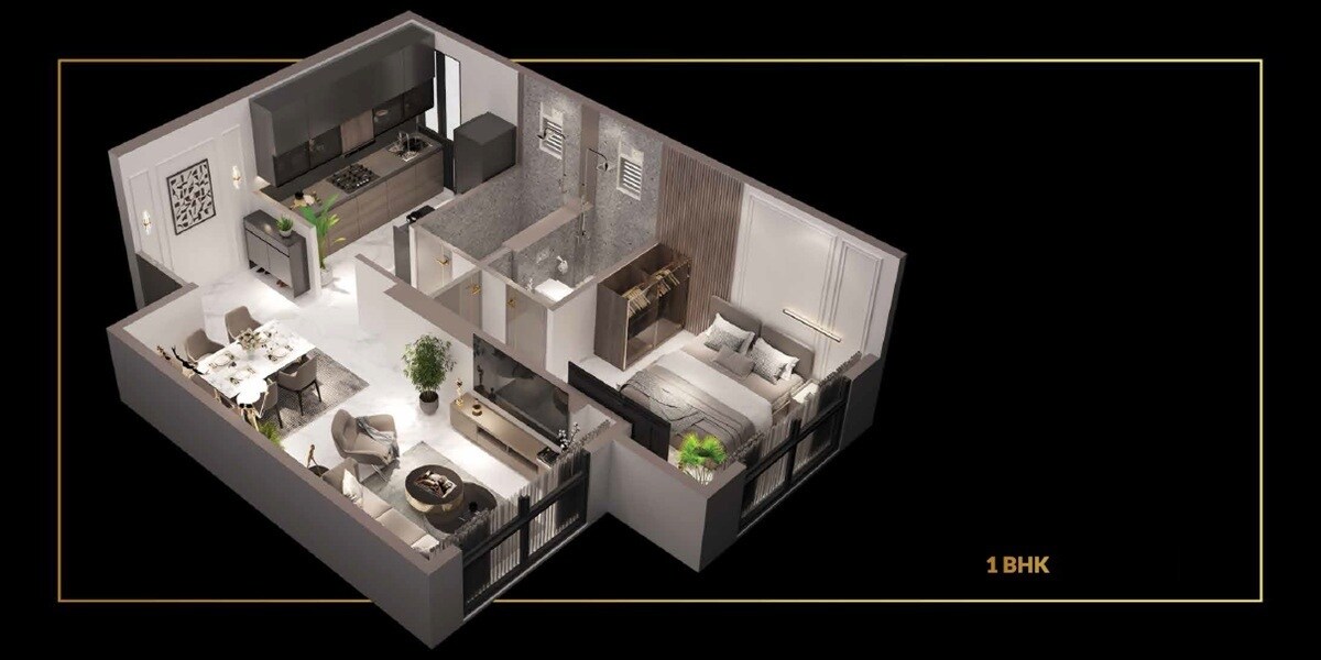 Floor plan of 1 BHK 524 Sq. Ft. Apartment in ESTO Arkis, Mumbai