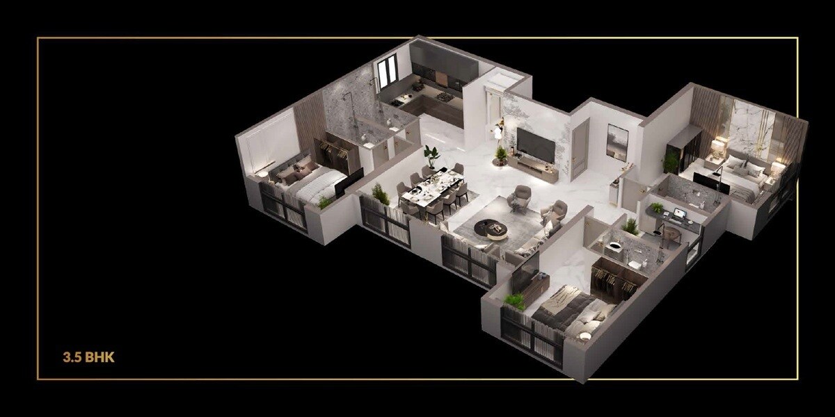3 BHK 1206 Sq. Ft. Apartment