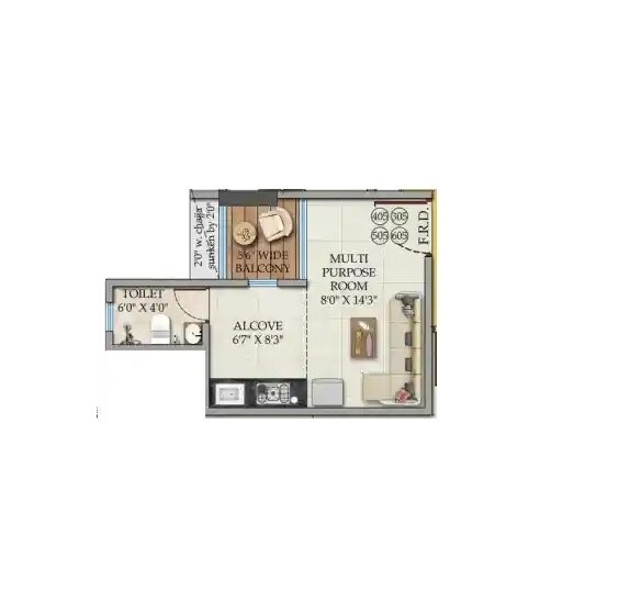 Floor plan of 228 Sq. Ft. Studio in Eternia Crystal Avenue, Mumbai